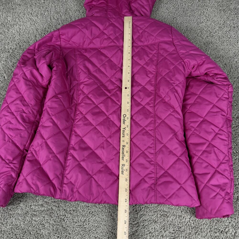 Columbia Jacket Womens Medium Pink Quilted Hooded Fleece Lined Full Zip Warm - Picture 9 of 13